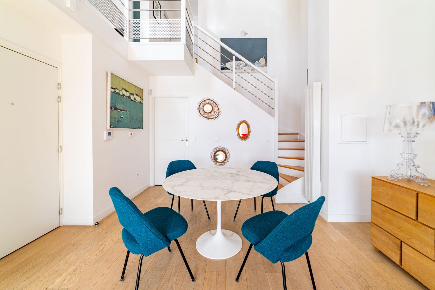 Contemporary duplex with terraces and views