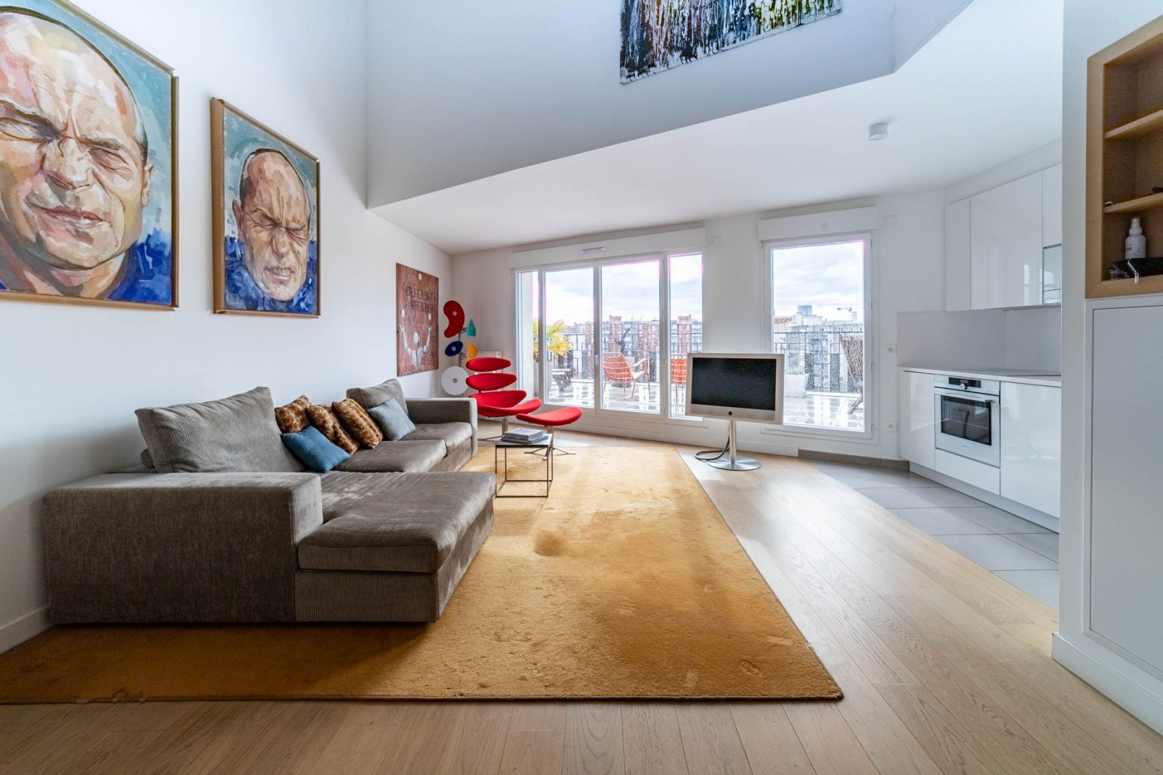 Contemporary duplex with terraces and views