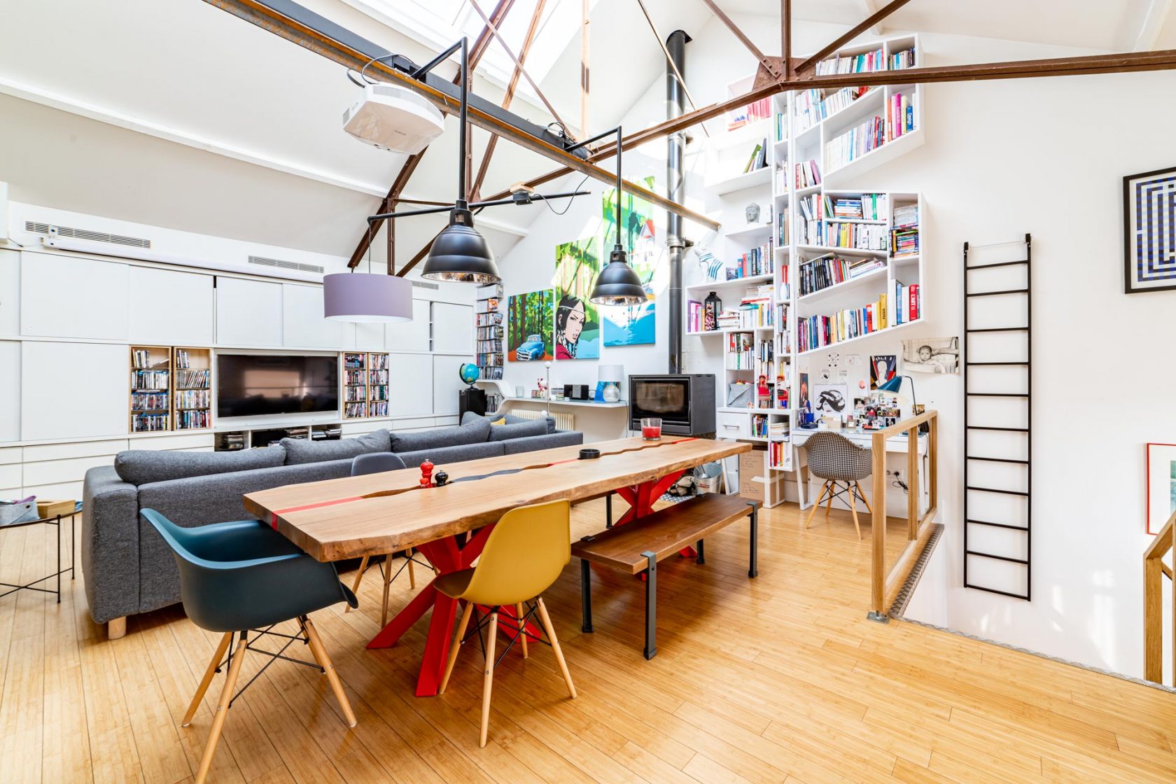 Industrial loft with glass roof