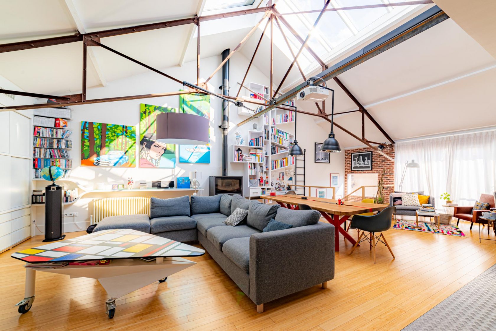 Industrial loft with glass roof