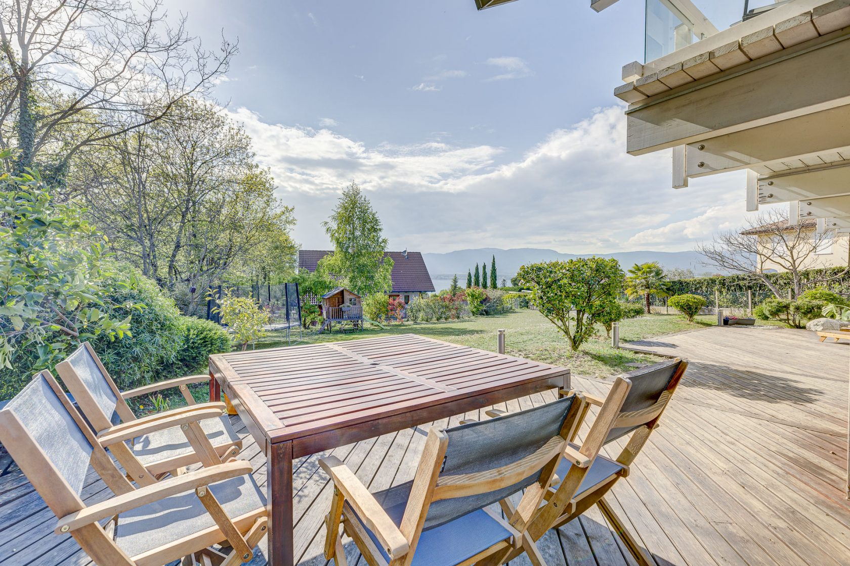 Contemporary wooden house with lake view