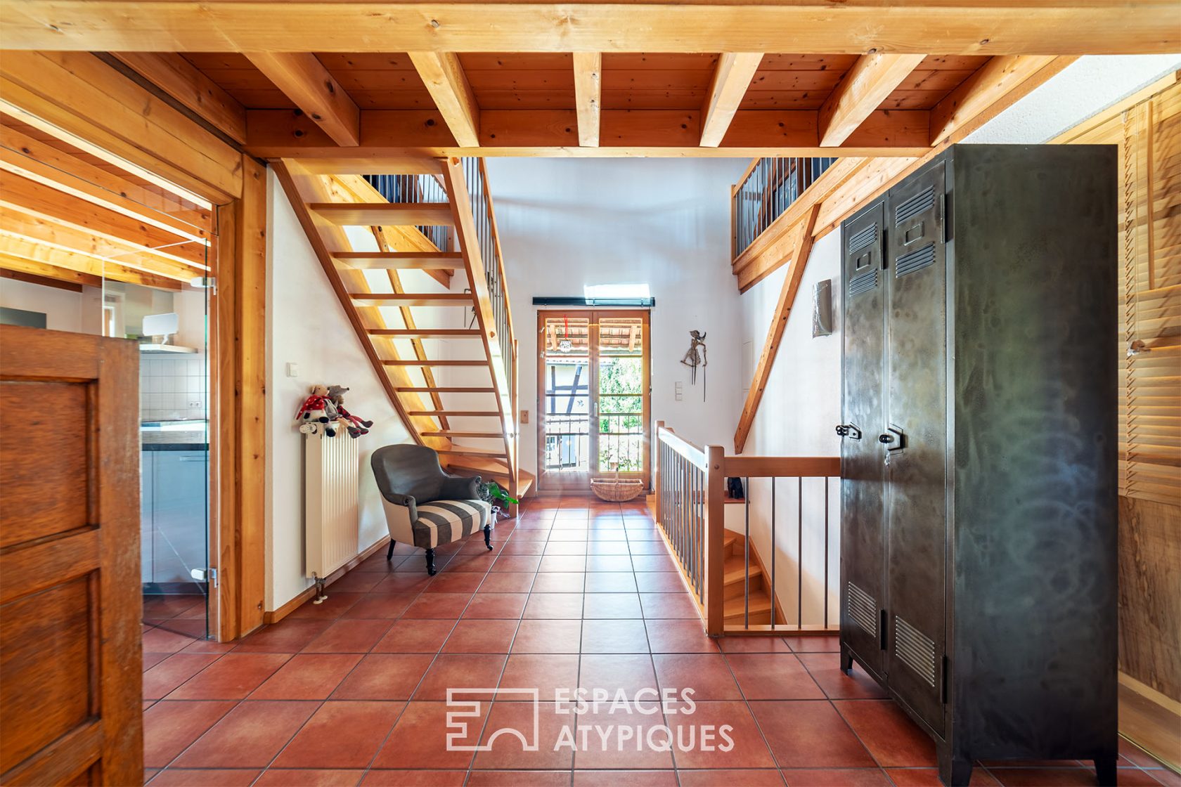 Renovated farmhouse and its guest rooms
