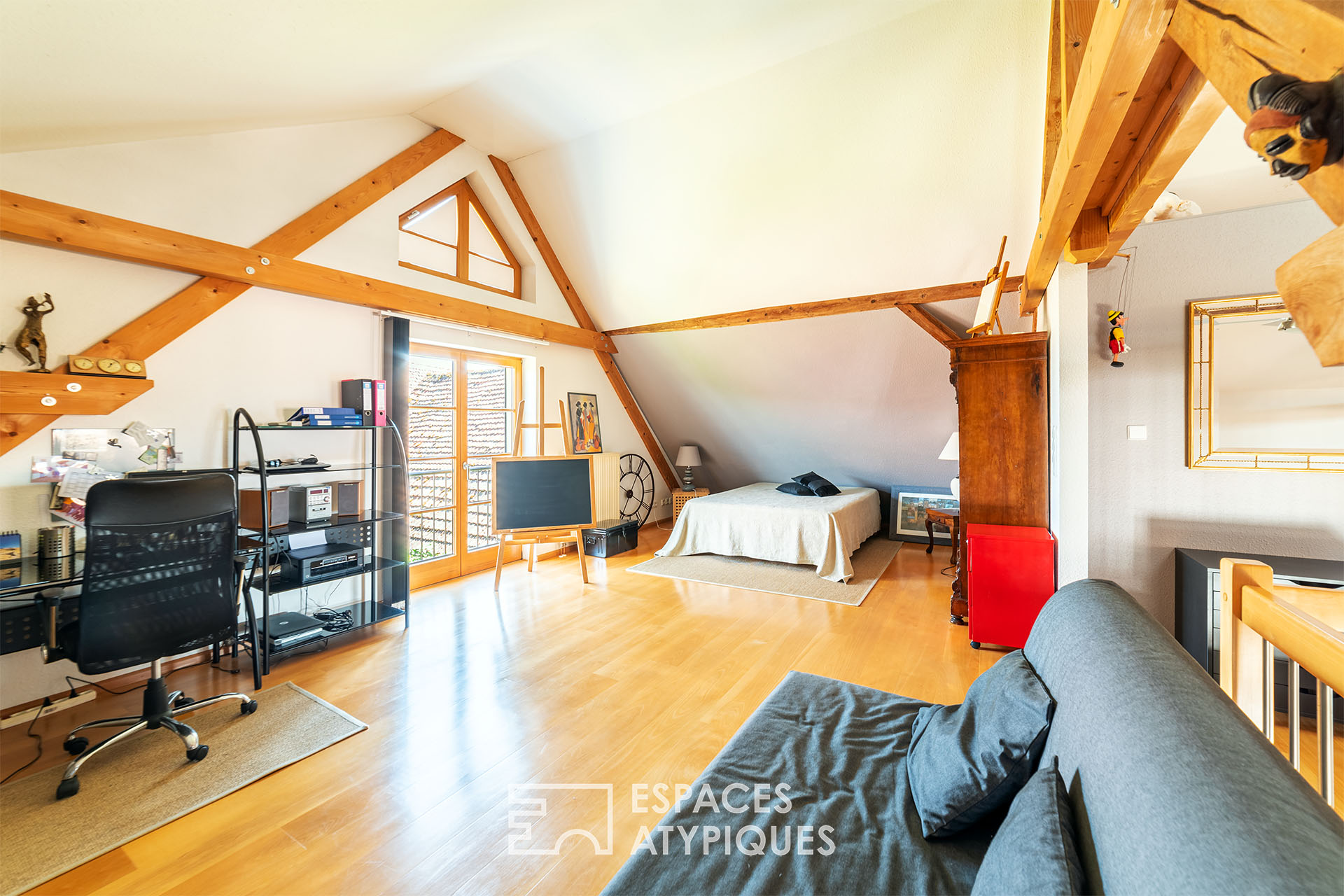 Renovated farmhouse and its guest rooms