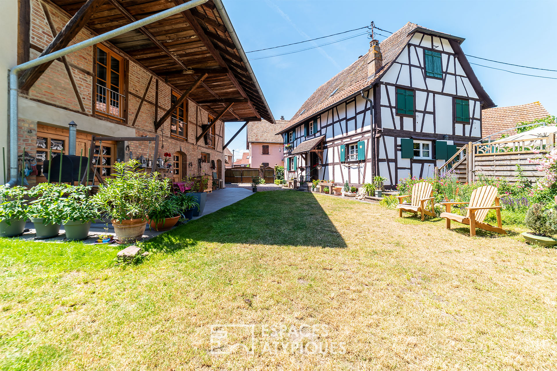 Renovated farmhouse and its guest rooms