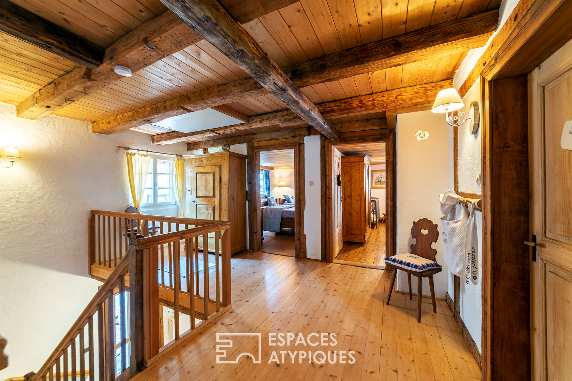 Renovated farmhouse and its guest rooms