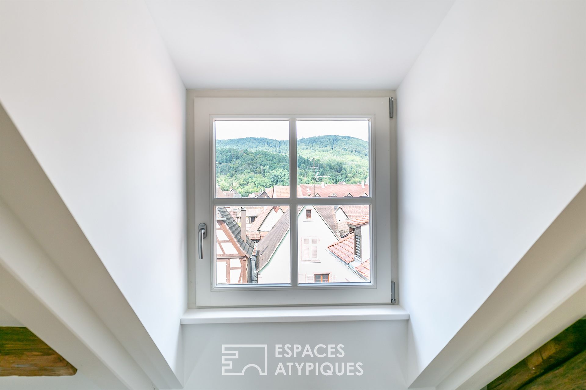 Attic with exposed roofing framework