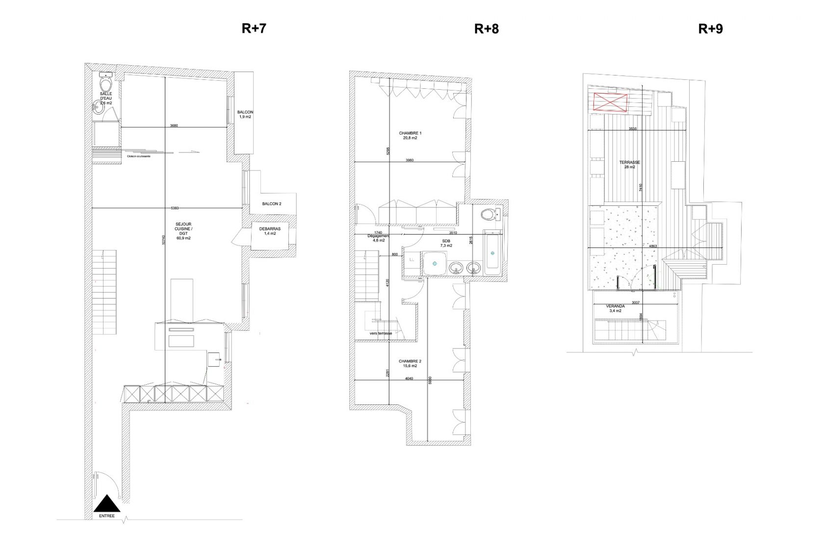 Duplex on the top floor with roof-terrace