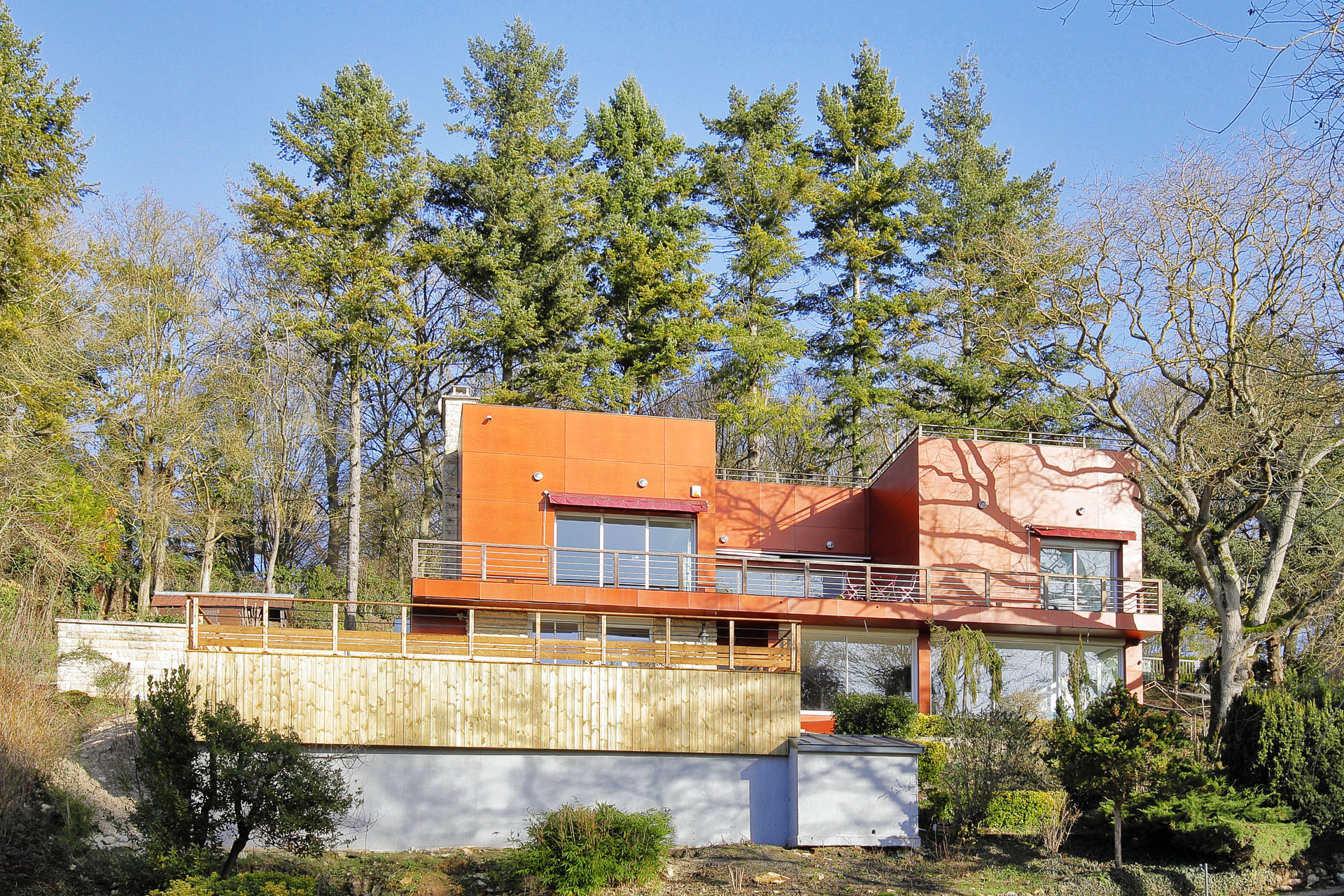 architect house with swimming pool and breathtaking view