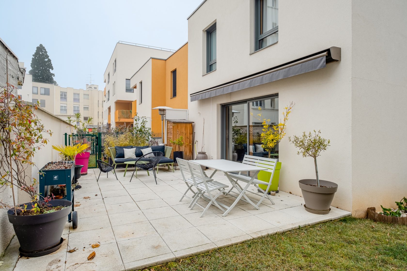 Contemporary house with terrace and garden