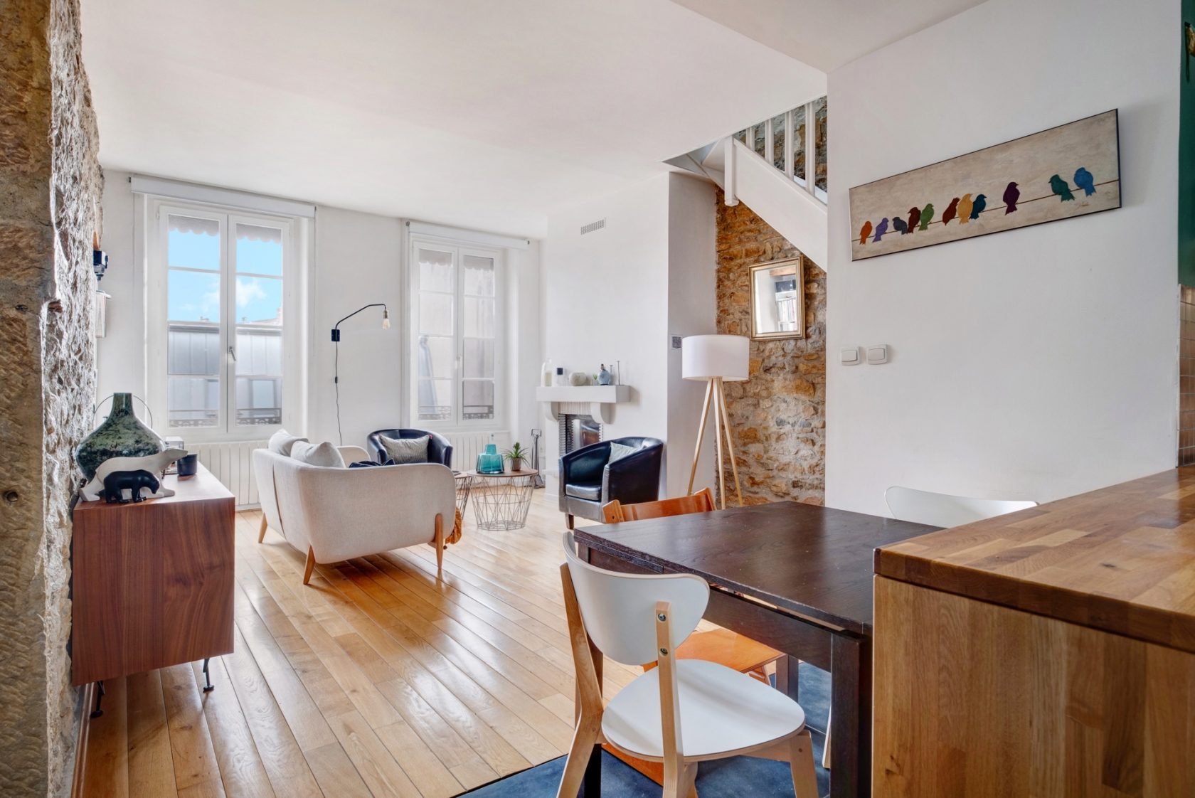 Old renovated by architect on the top floor
