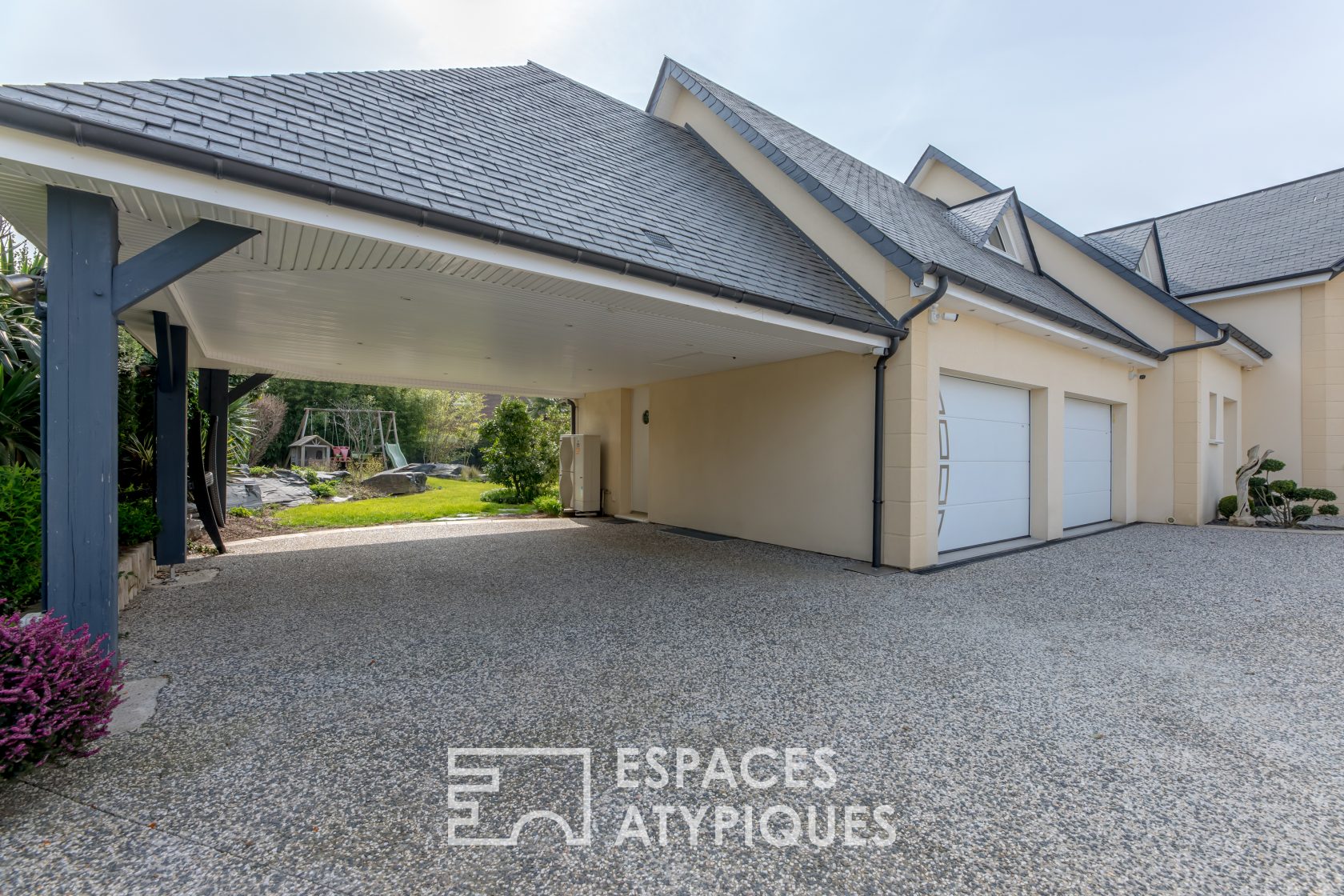 Contemporary house with swimming pool and outbuilding