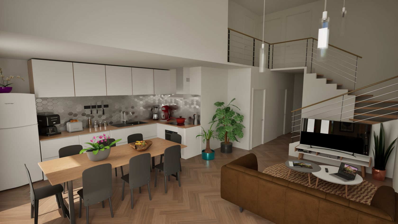 Contemporary duplex with garden