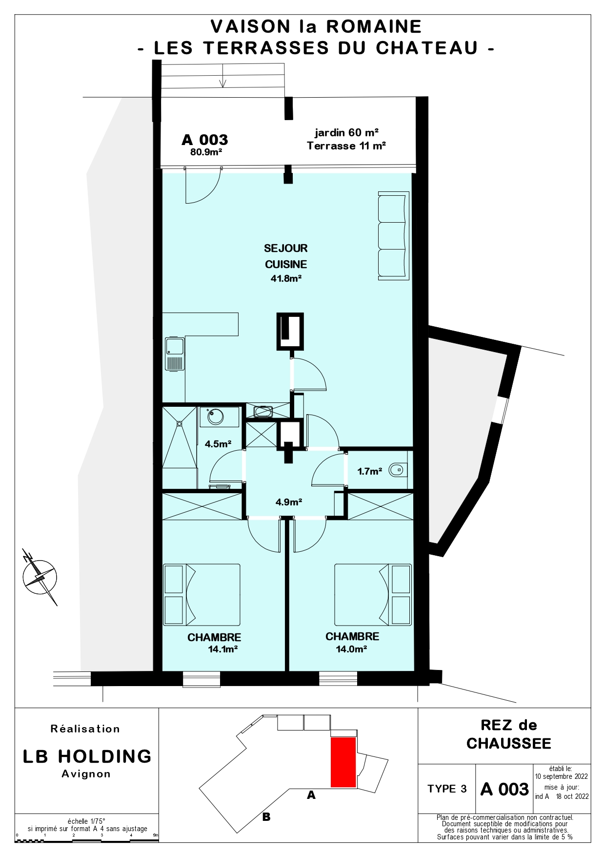 Appartement traversant avec deux chambres et jardin