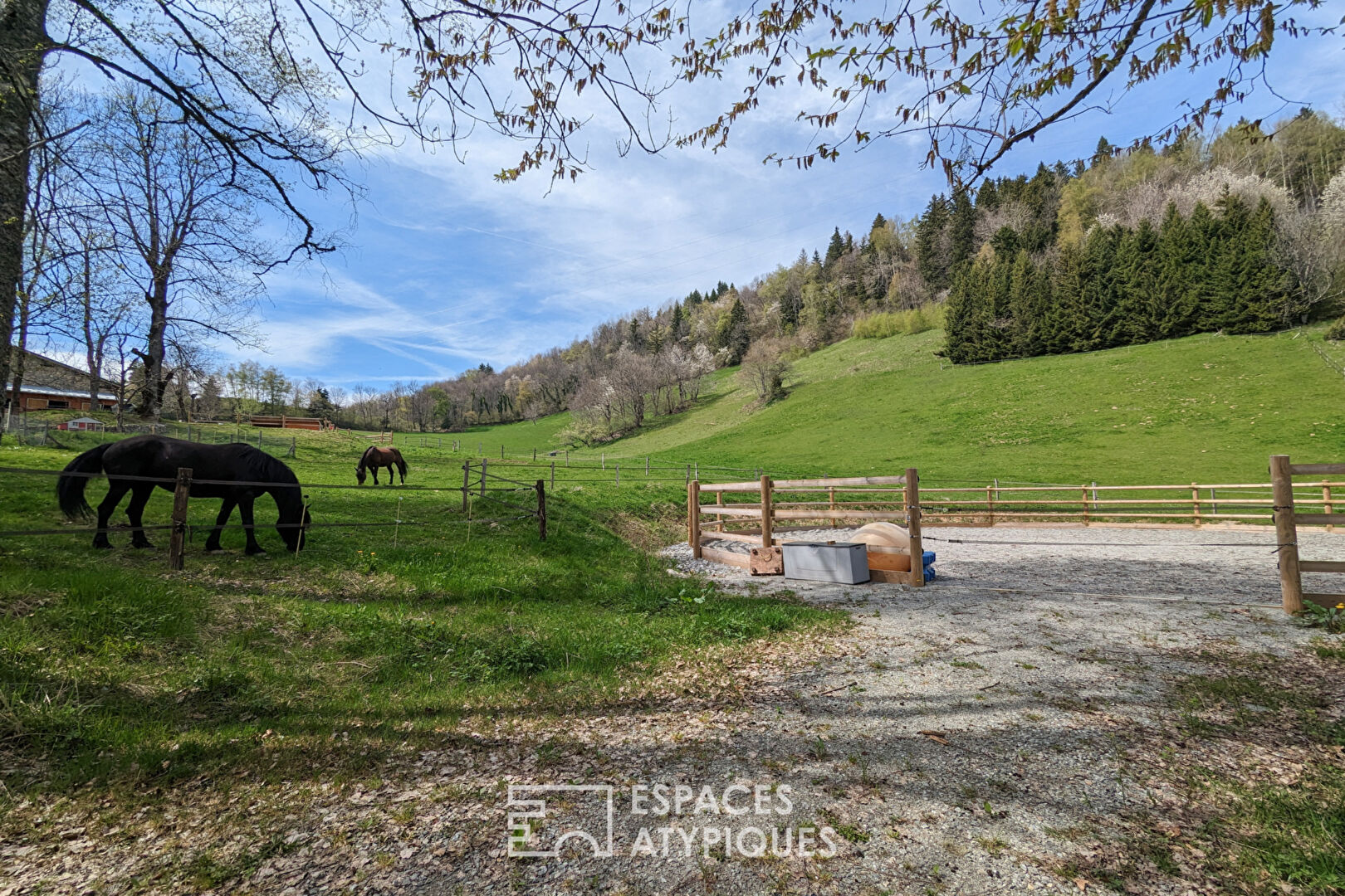 Old isolated farmhouse, fitted out for equestrian activity.