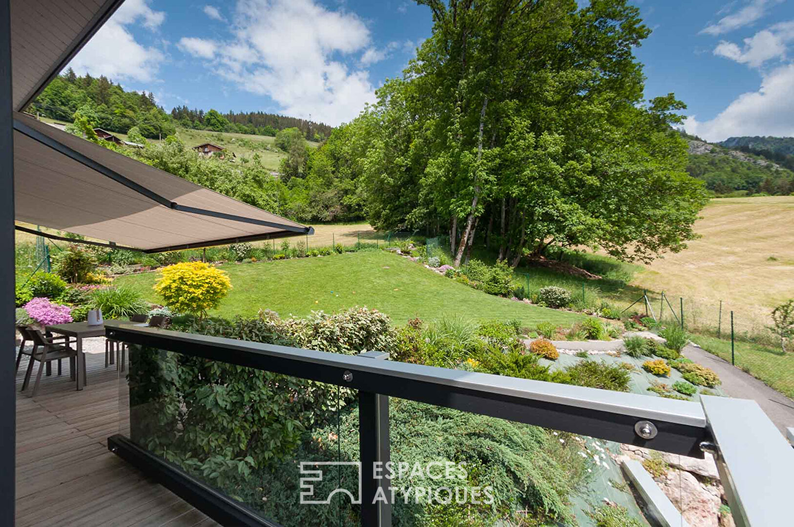 Contemporary wooden chalet with a view