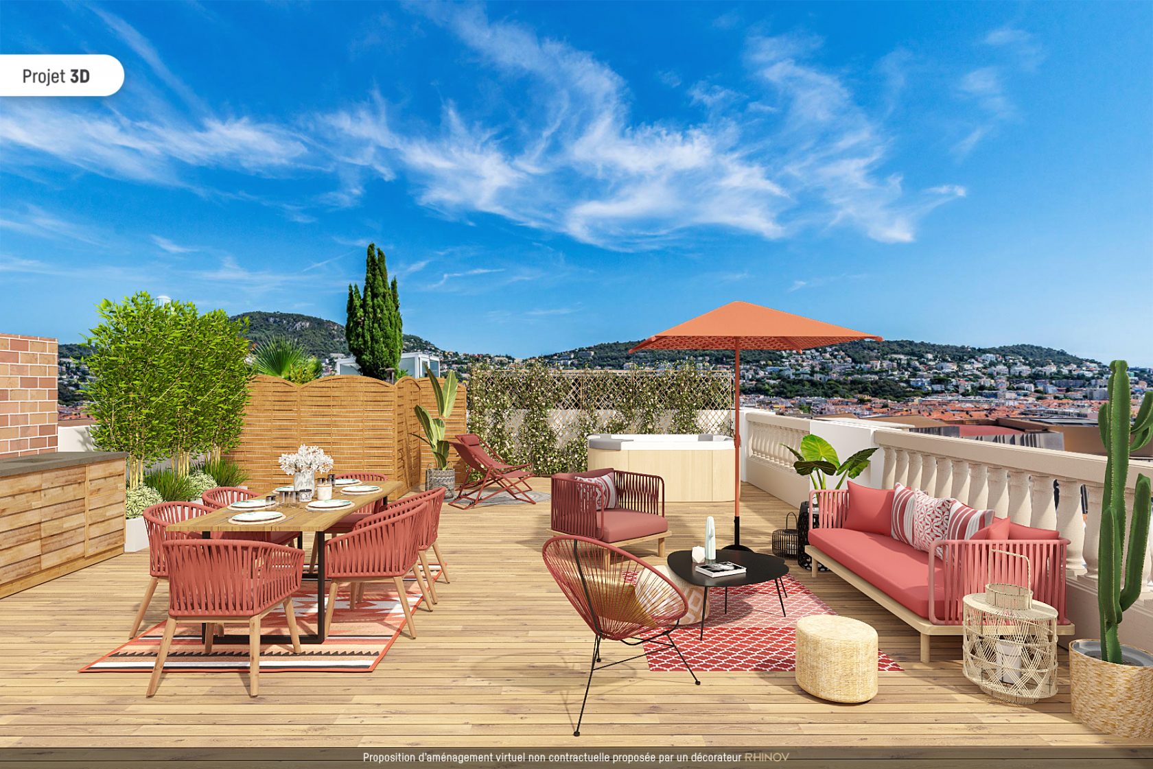 Rooftop avec vue panoramique mer et collines à Cimiez