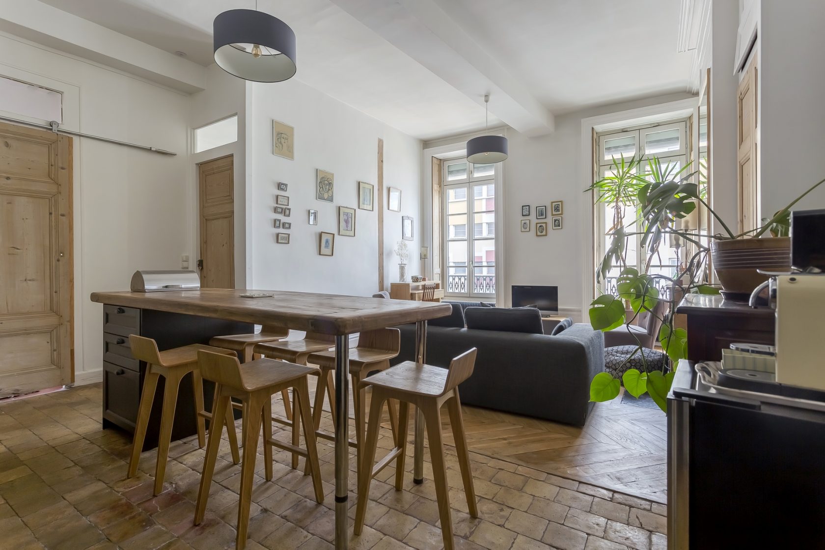 Old renovated apartment in the Ainay district