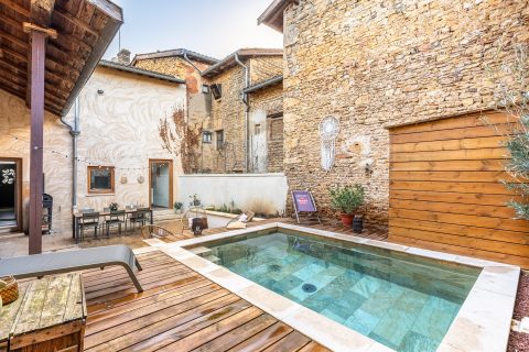 Unusual village house with interior courtyard and swimming pool