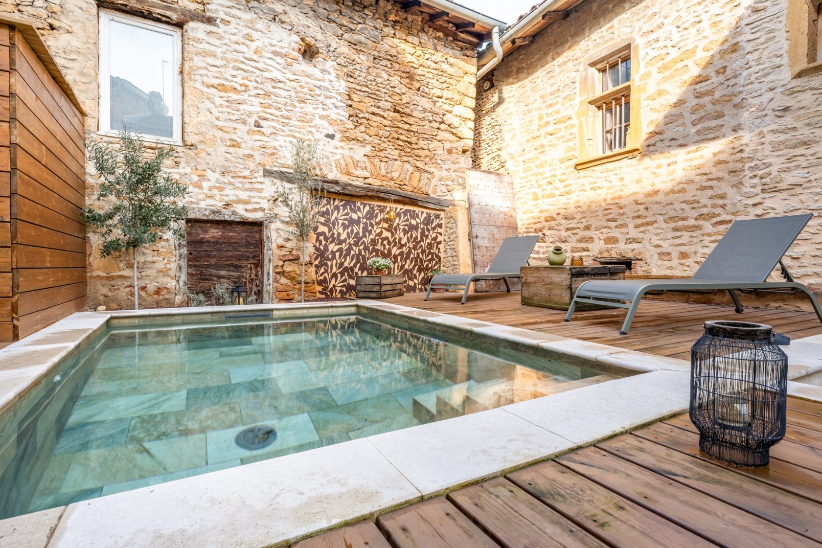 Unusual village house with interior courtyard and swimming pool