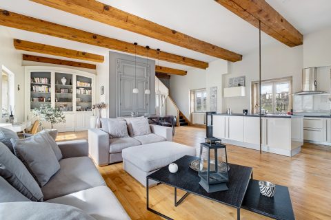 Duplex au dernier étage avec ascenseur, vue Saone