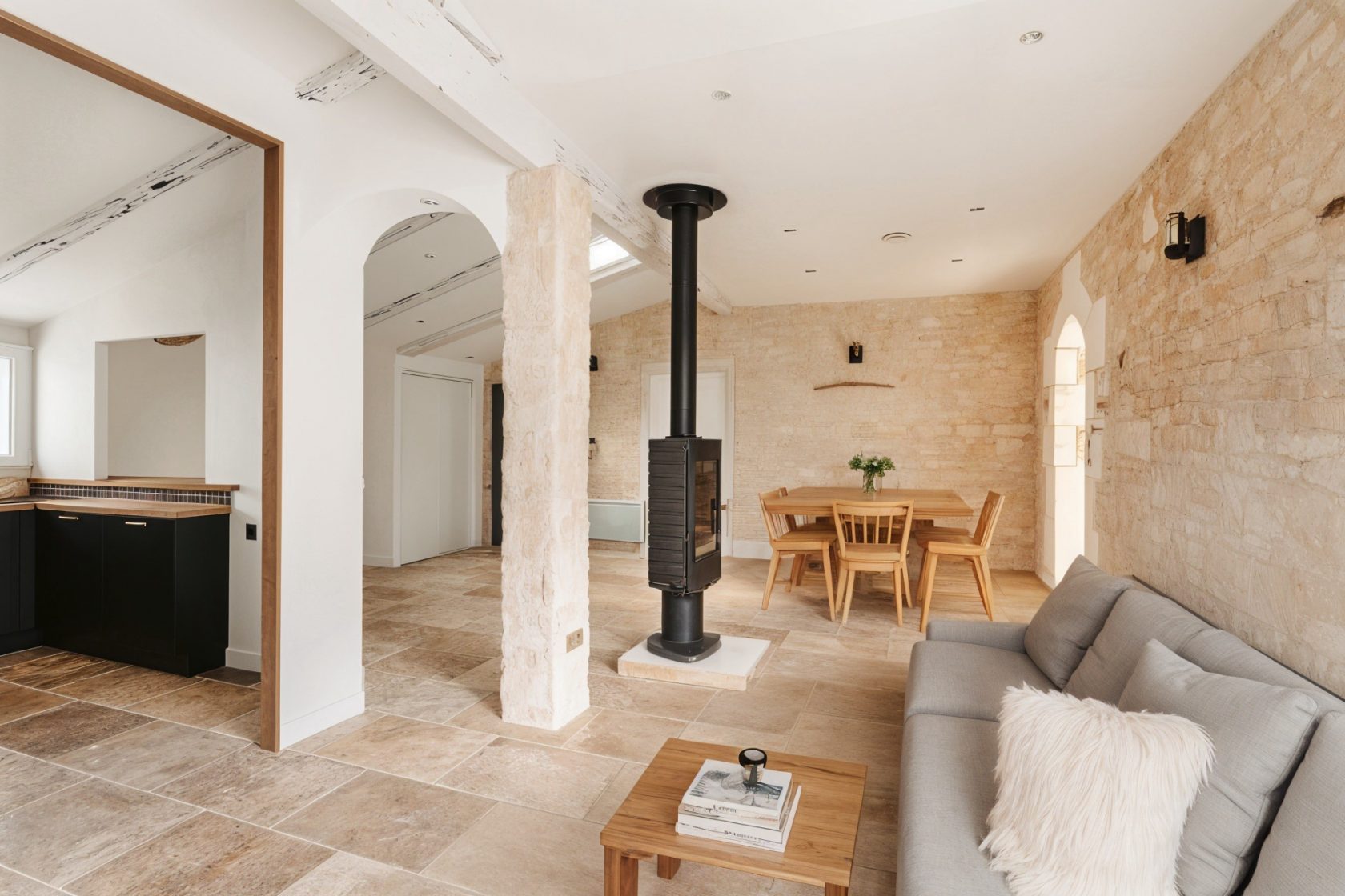 Old stone barn and its studio
