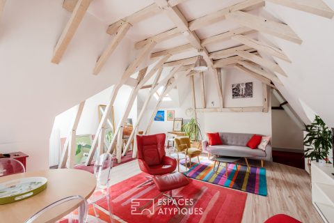 Top floor with exposed frame, overturned boat hull