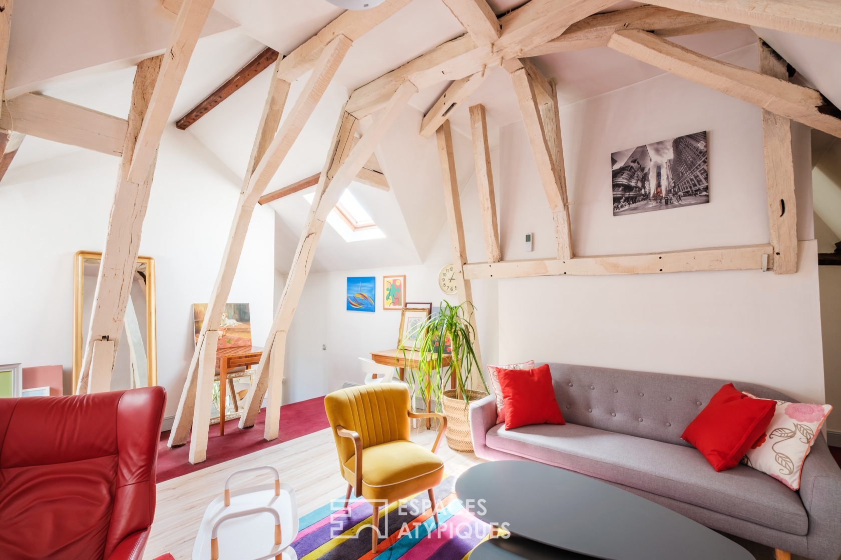 Top floor with exposed frame, overturned boat hull