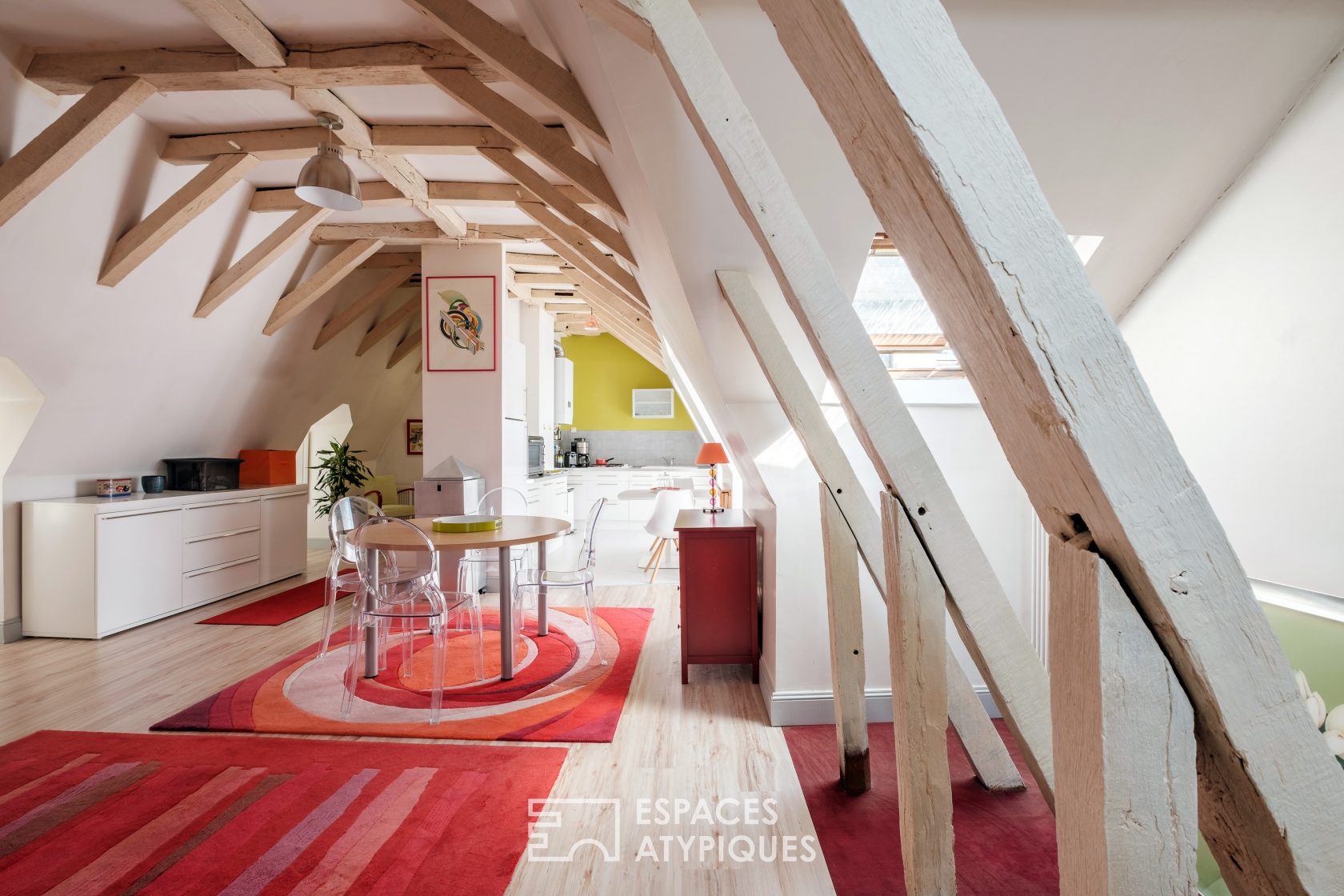 Top floor with exposed frame, overturned boat hull