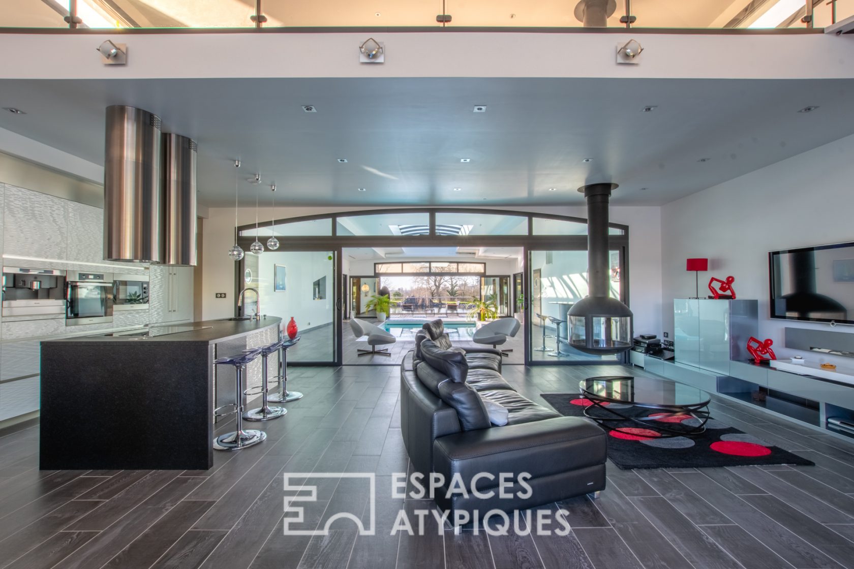 Architect-designed house on the water with indoor pool