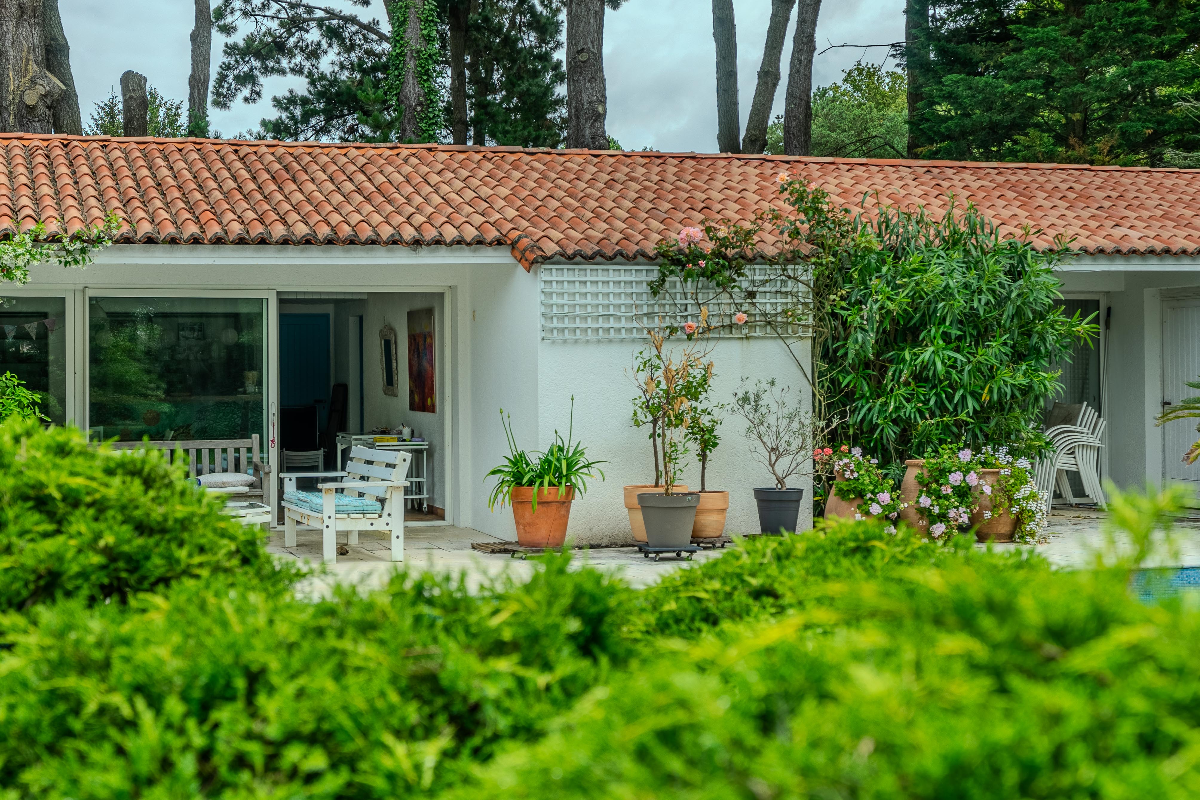 Architect-designed 70s house with a summer home on a park