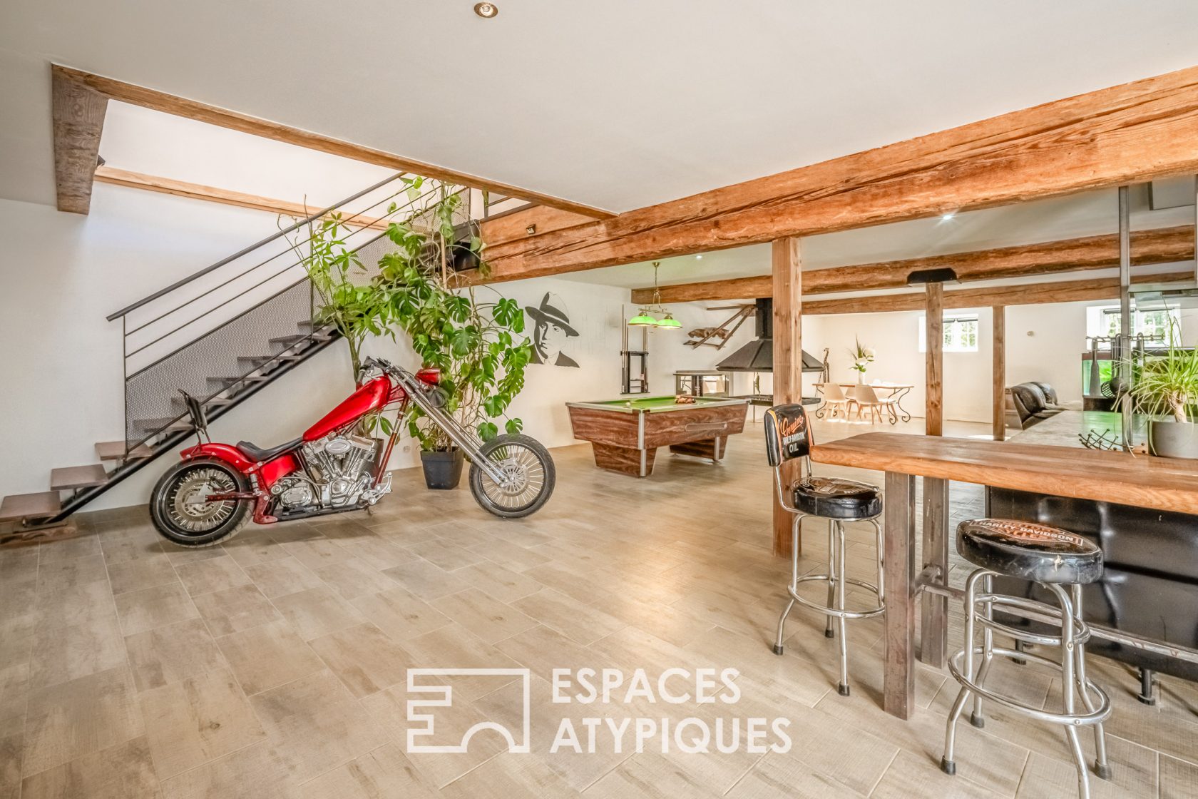 Ancienne cave viticole réhabilitée en loft avec jardin et garages