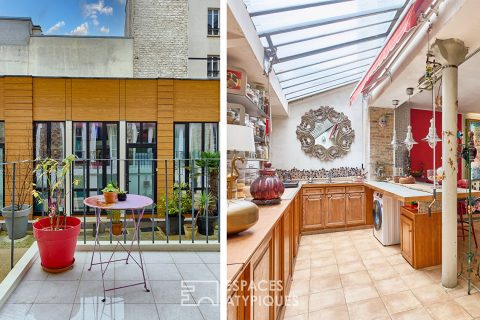 Ancienne salle de yoga esprit loft avec balcon