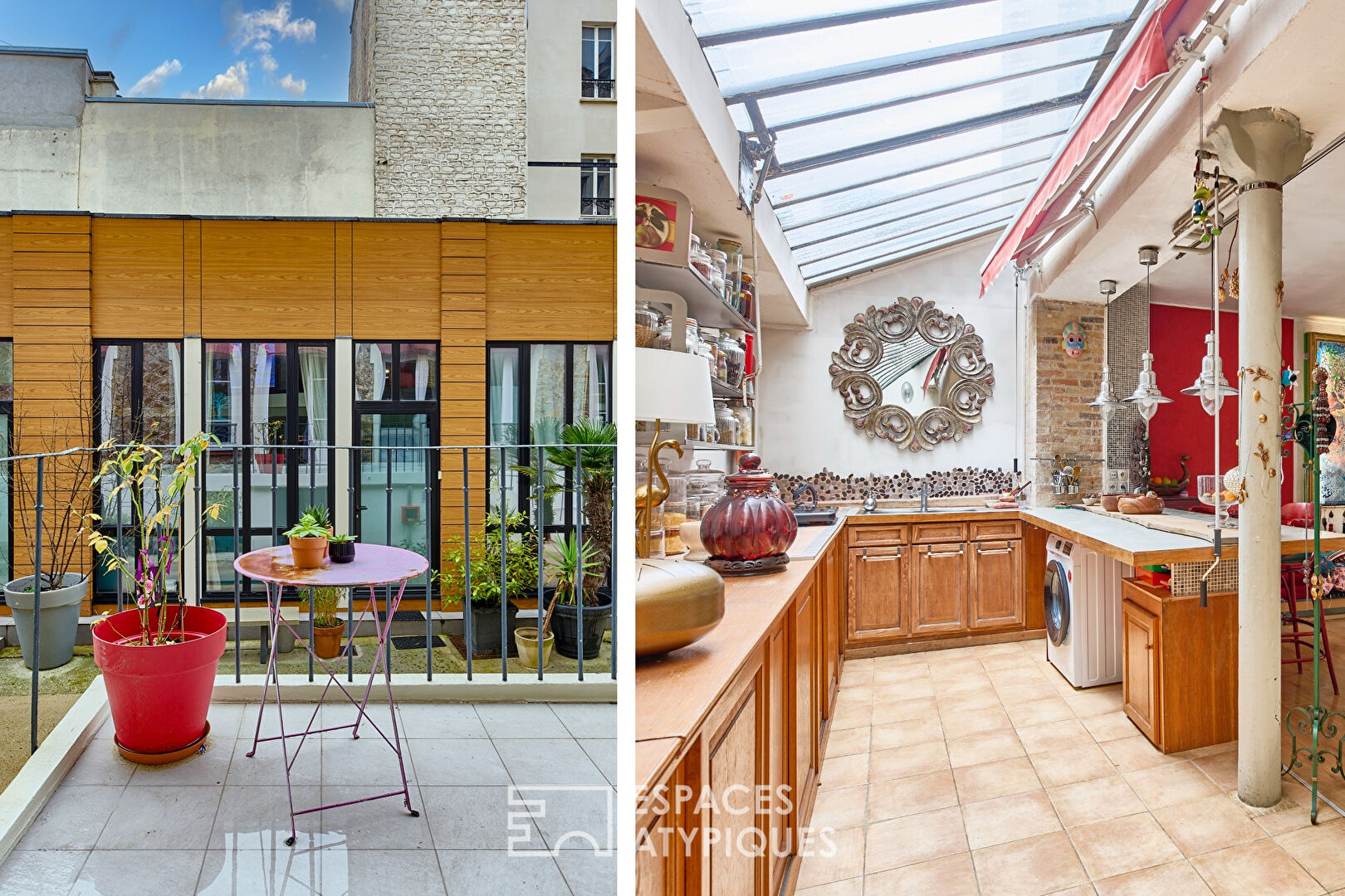 Ancienne salle de yoga esprit loft avec balcon