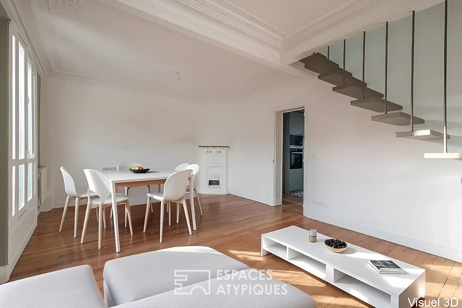 Duplex traversant repensé par architecte