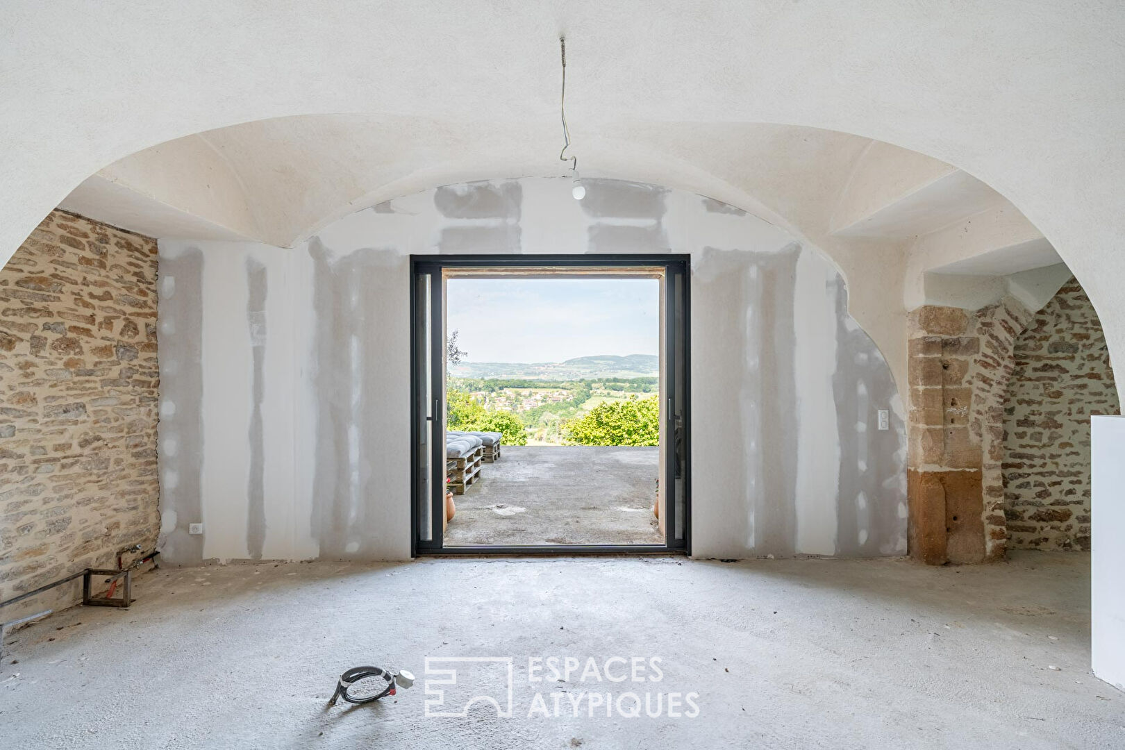 Golden stone house and its breathtaking view