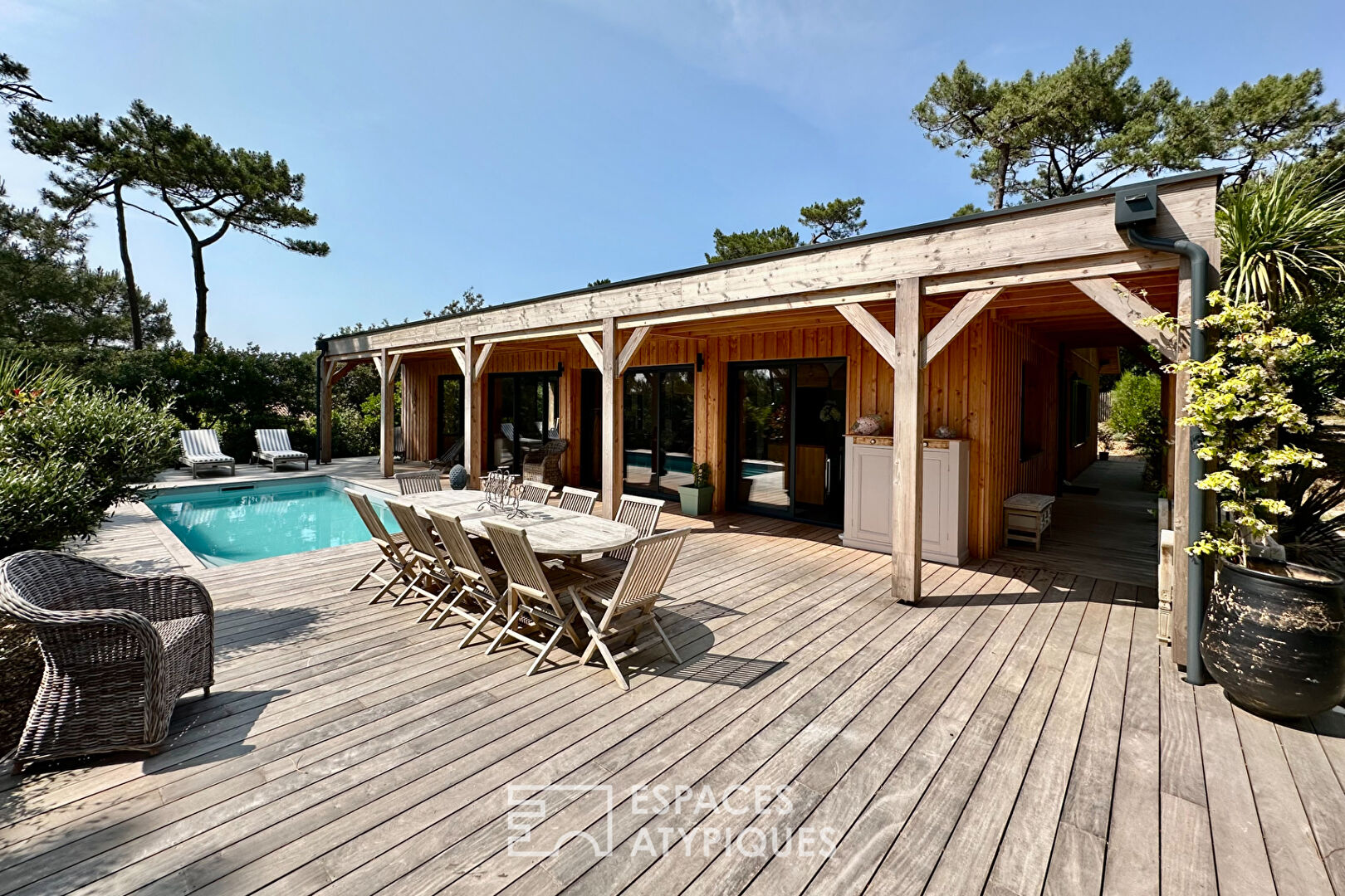 Contemporary villa with swimming pool and landscaped garden in Soulac-sur-Mer