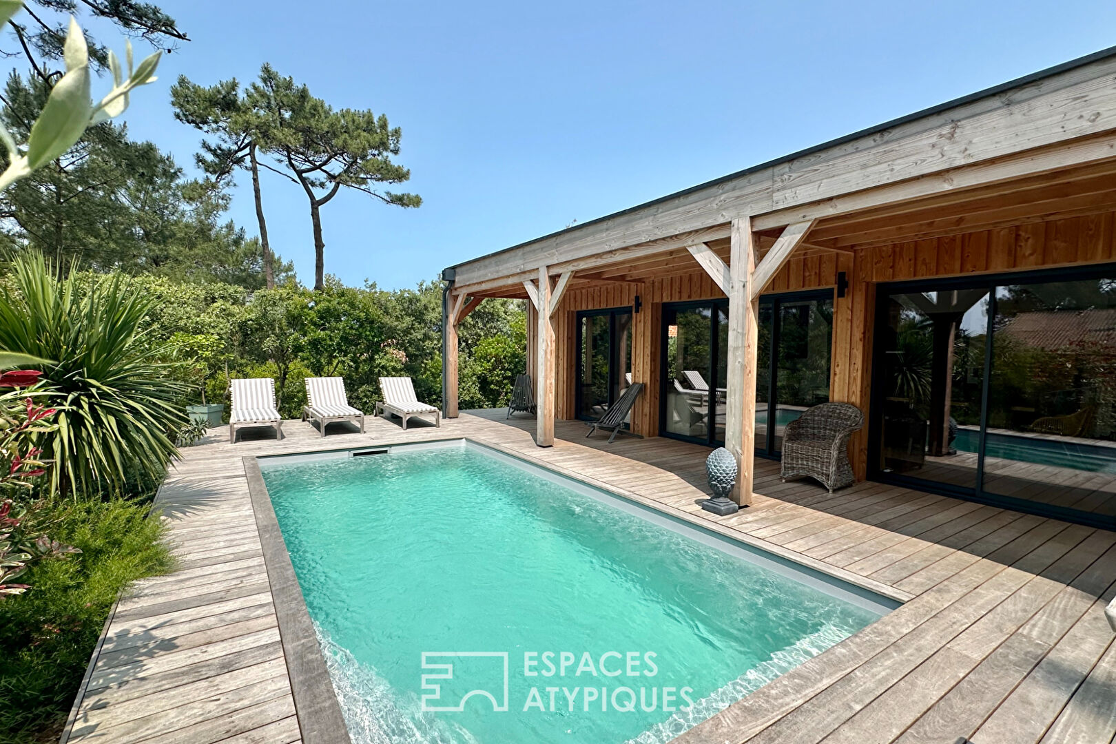 Contemporary villa with swimming pool and landscaped garden in Soulac-sur-Mer