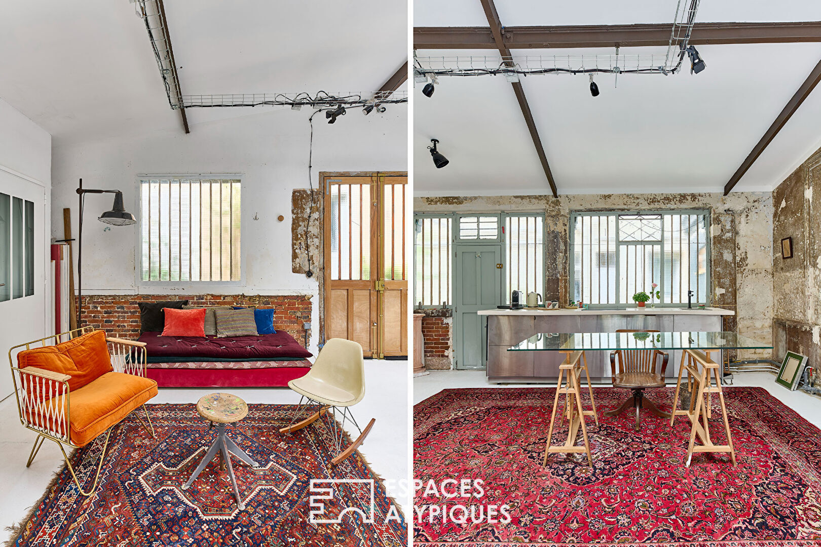 Atelier/Loft baigné de lumière dans une cour végétalisée