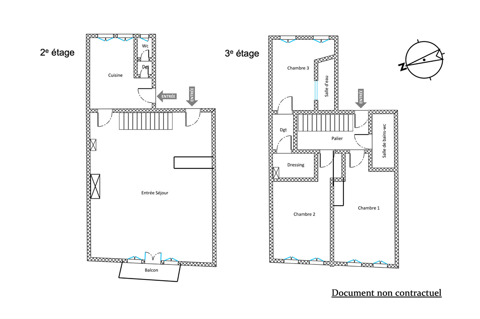 Duplex traversant avec balcon dans ancien hôtel particulier – Place du Maréchal Juin