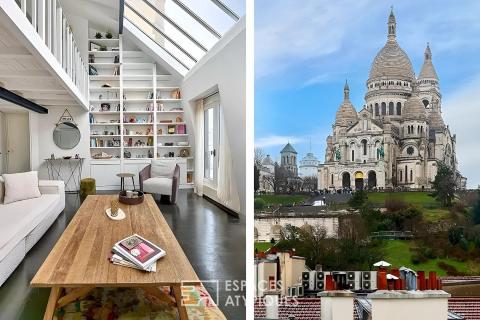 Former artist’s studio on the top floor with a view of Sacré Coeur