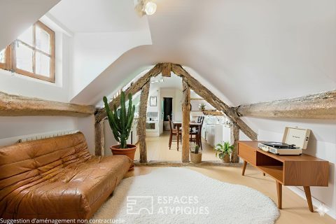 Top floor suspended under the roofs