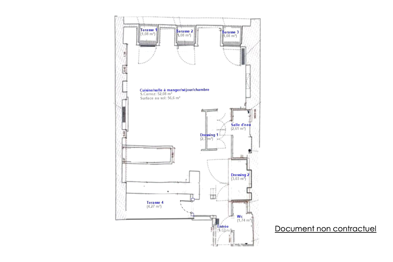 Dernier étage traversant avec extérieurs et vues – Louvre – Rivoli