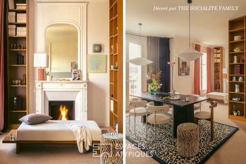 Haussmannien traversant en étage élevé avec balcons et vue – Village d&rsquo;Auteuil