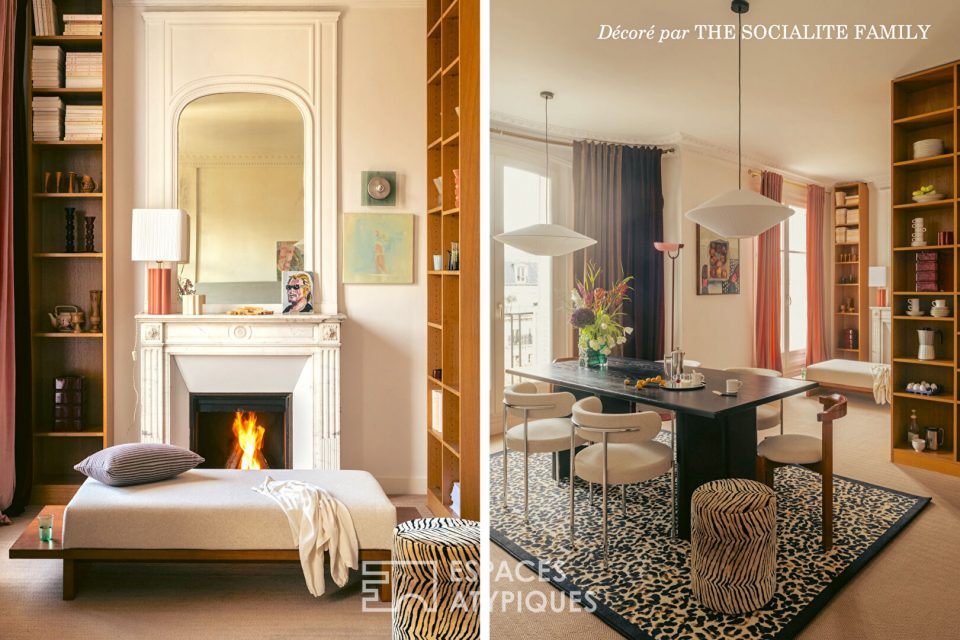 Haussmannien traversant en étage élevé avec balcons et vue proche Village d'Auteuil