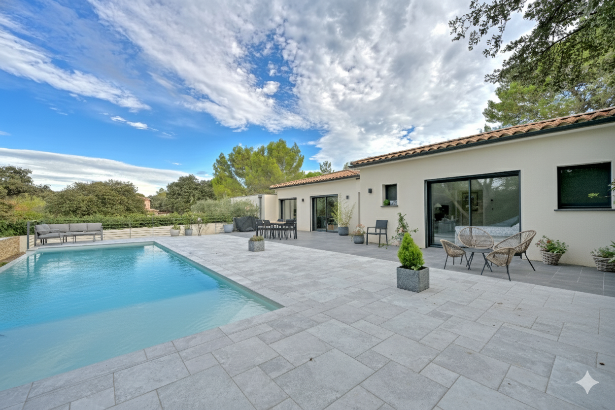 Villa contemporaine de plain-pied avec piscine à débordement – Collines Ouest