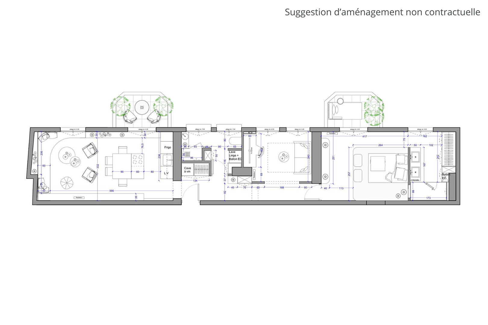 Dernier étage avec balcons et vue dégagée