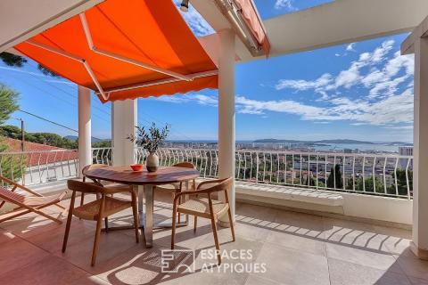 Architect-designed villa with panoramic harbor view
