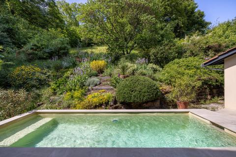 Anciennes écuries rénovées par architecte avec jardin bucolique et piscine proche île-Barbe