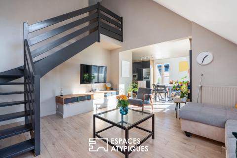 Nantes Île Beaulieu : duplex cathédrale sous les toits avec balcon-terrasse