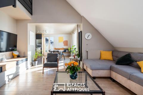 Nantes Île Beaulieu : duplex cathédrale sous les toits avec balcon-terrasse